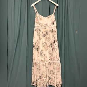 White and Floral Mid Dress